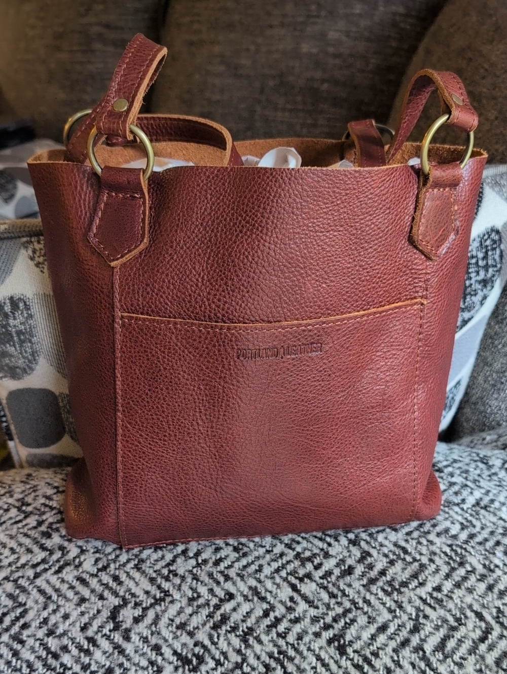 Portland Leather Nutmeg Market Tote Bag EUC